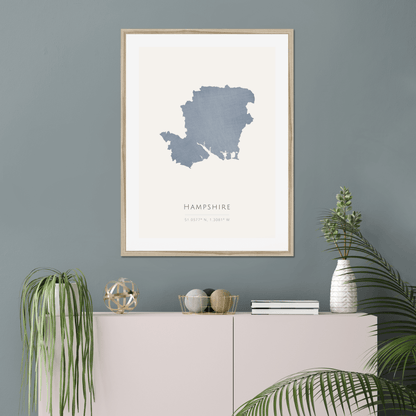 Hampshire -  Framed & Mounted Map