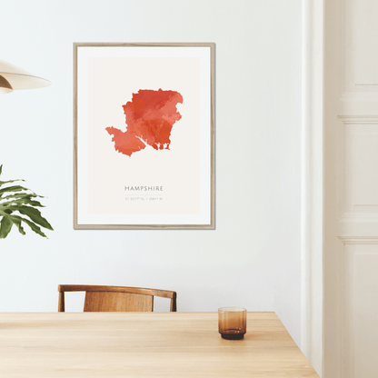 Hampshire -  Framed & Mounted Map