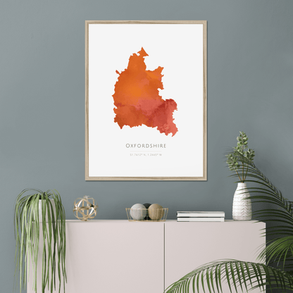 Oxfordshire -  Framed & Mounted Map