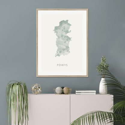 Powys -  Framed & Mounted Map