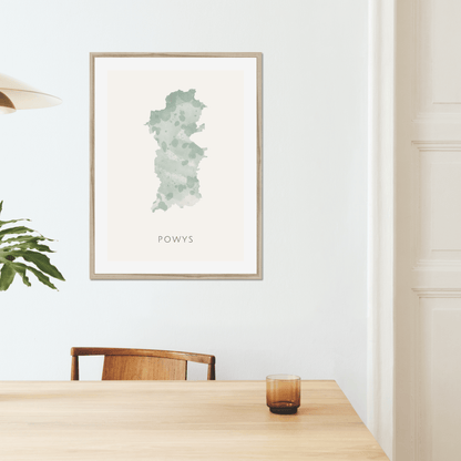 Powys -  Framed & Mounted Map