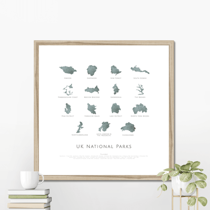 UK National Parks (square) -  Framed & Mounted Map