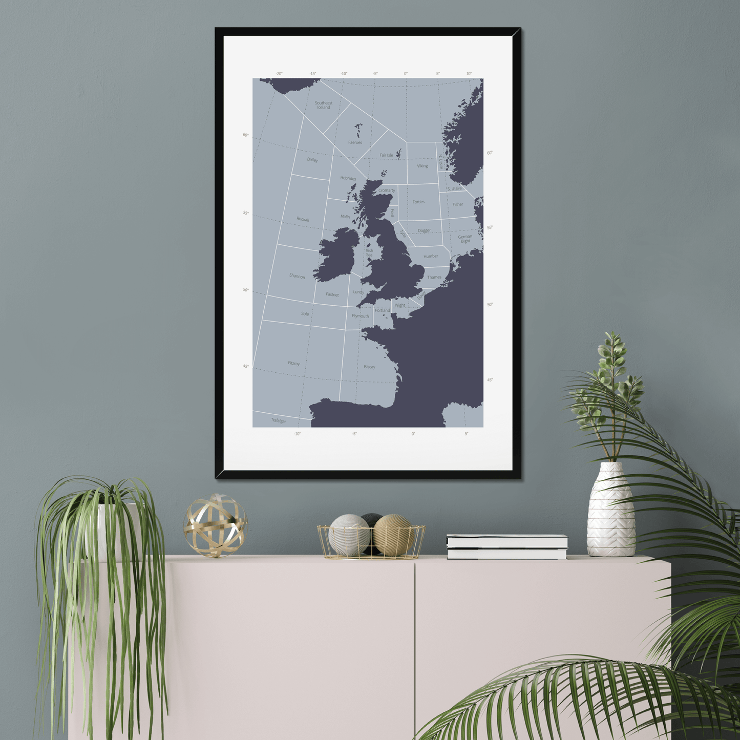 The Shipping Forecast Areas -  Framed Map