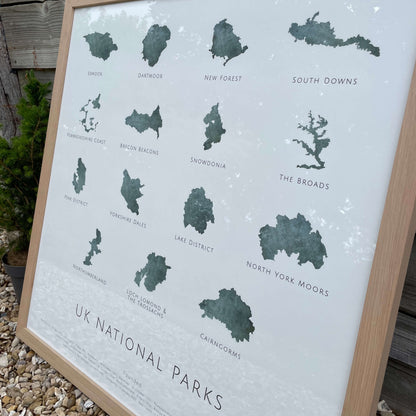 UK National Parks (square) -  Framed & Mounted Map