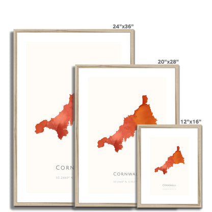 Cornwall -  Framed & Mounted Map