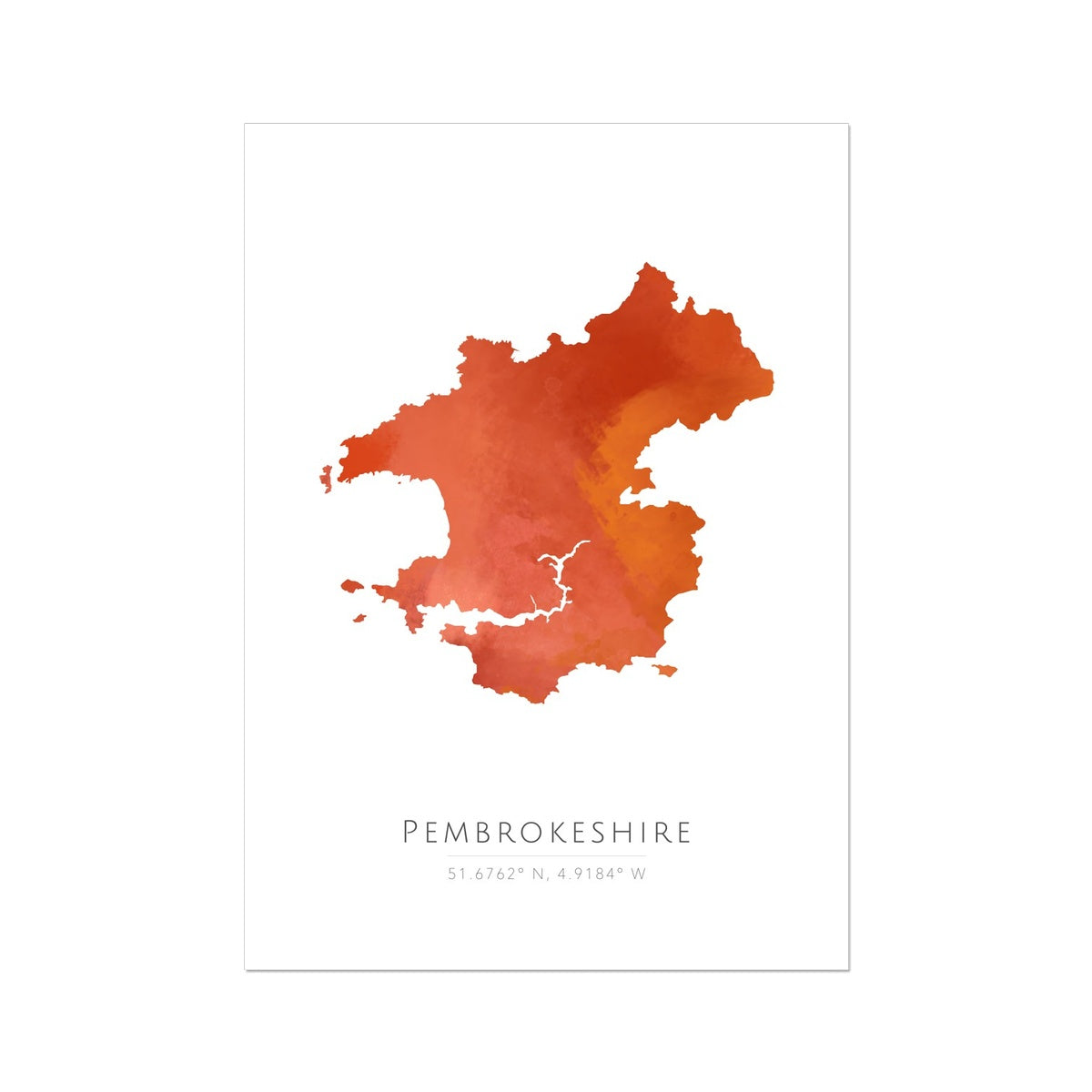Map of Pembrokeshire -  Fine Art Print