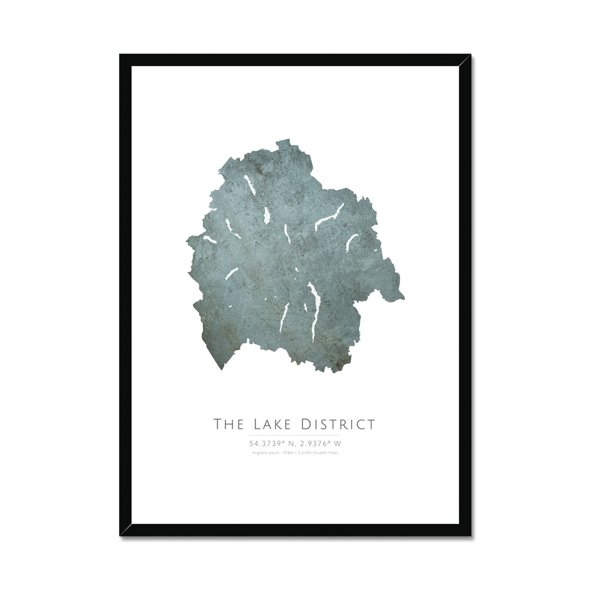 The Lake District -  Framed & Mounted Map