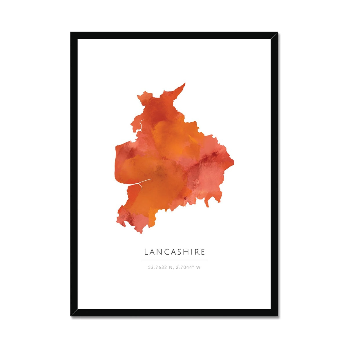 Lancashire -  Framed & Mounted Map