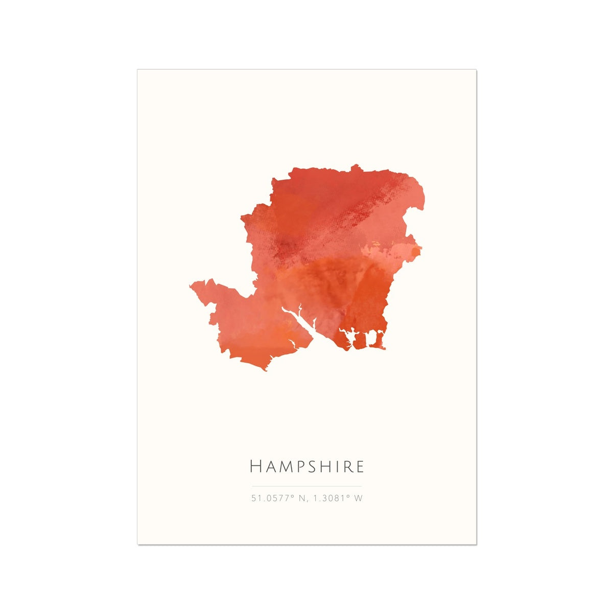 Map of Hampshire -  Fine Art Print