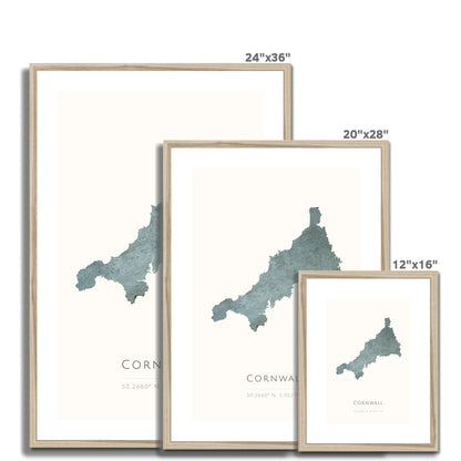 Cornwall -  Framed & Mounted Map